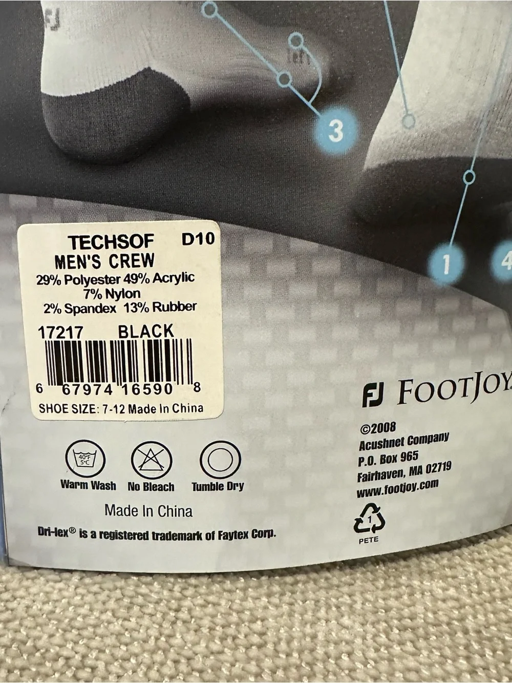 FootJoy TechSof Men's Black and Gray Golf Socks pro FJ preppy crew